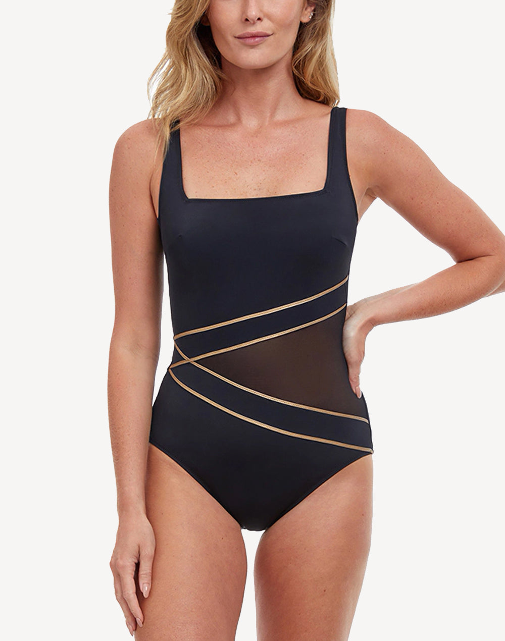 Onyx Mesh Square Neck One Piece