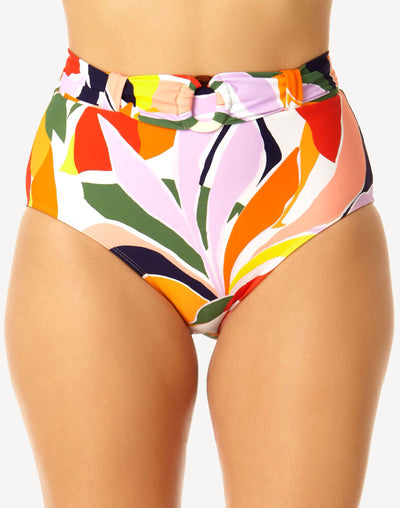 Palm Party High Waist Bikini Bottom#color_palm-party-multi