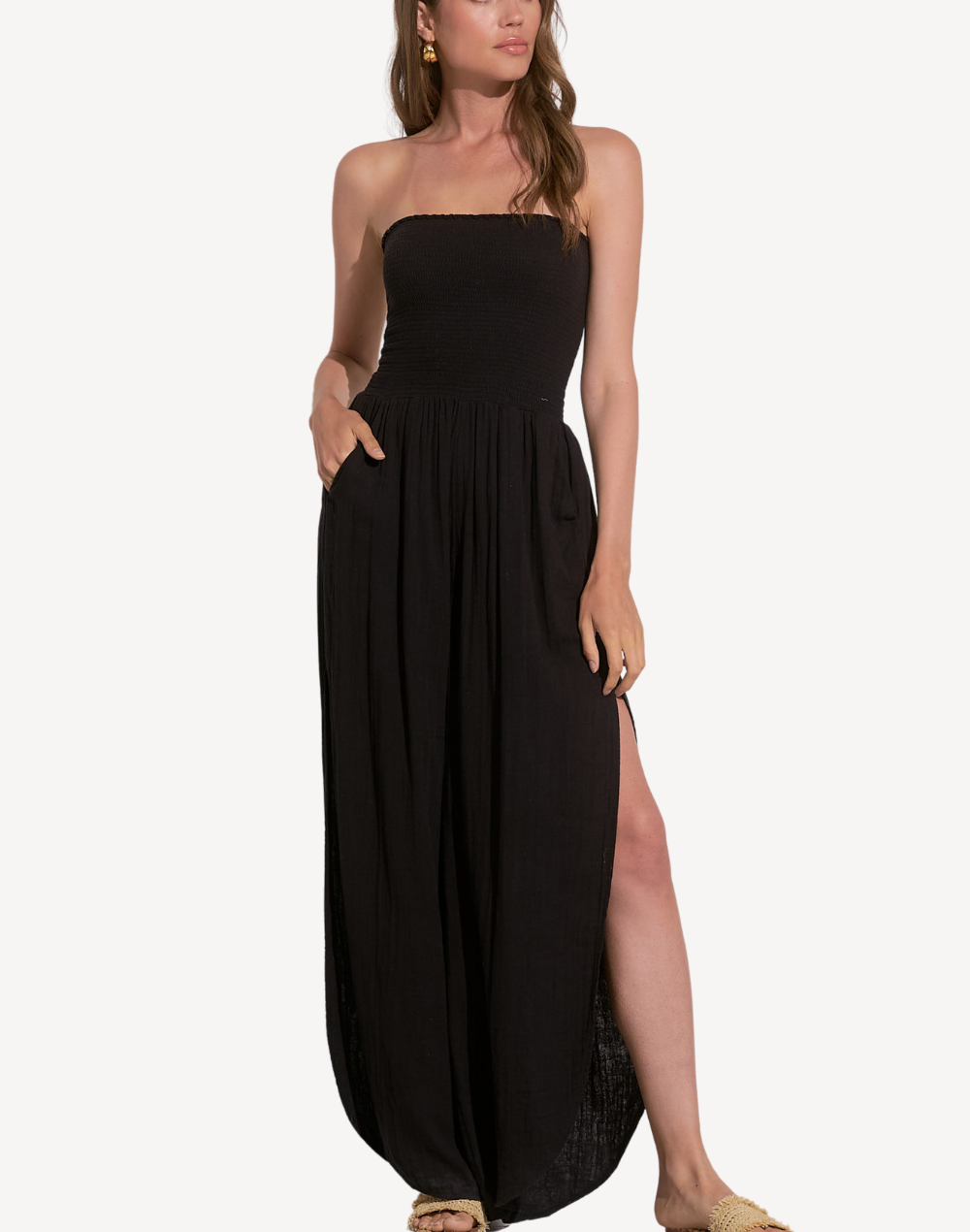 Smocked Printed Short Sleeve Jumpsuit main image 1
