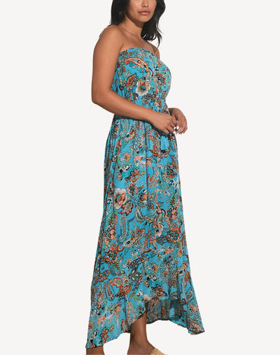 Floral Bandeau Maxi Dress#color_floral-turquoise