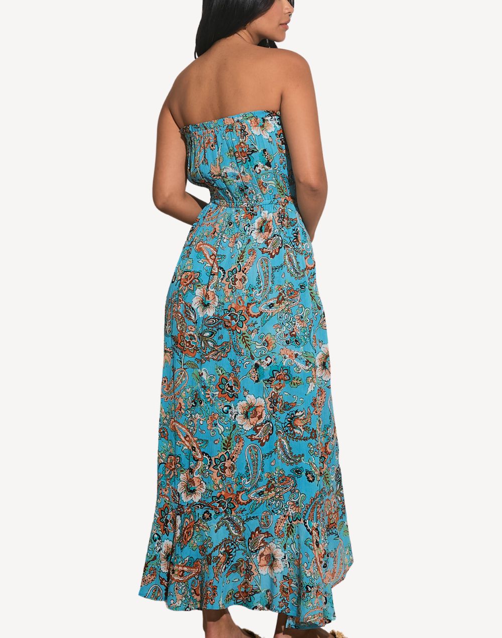 Floral Bandeau Maxi Dress#color_floral-turquoise