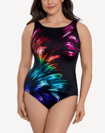 Hard Candy Panel Scoop Back High Neck One Piece#color_hard-candy-multi