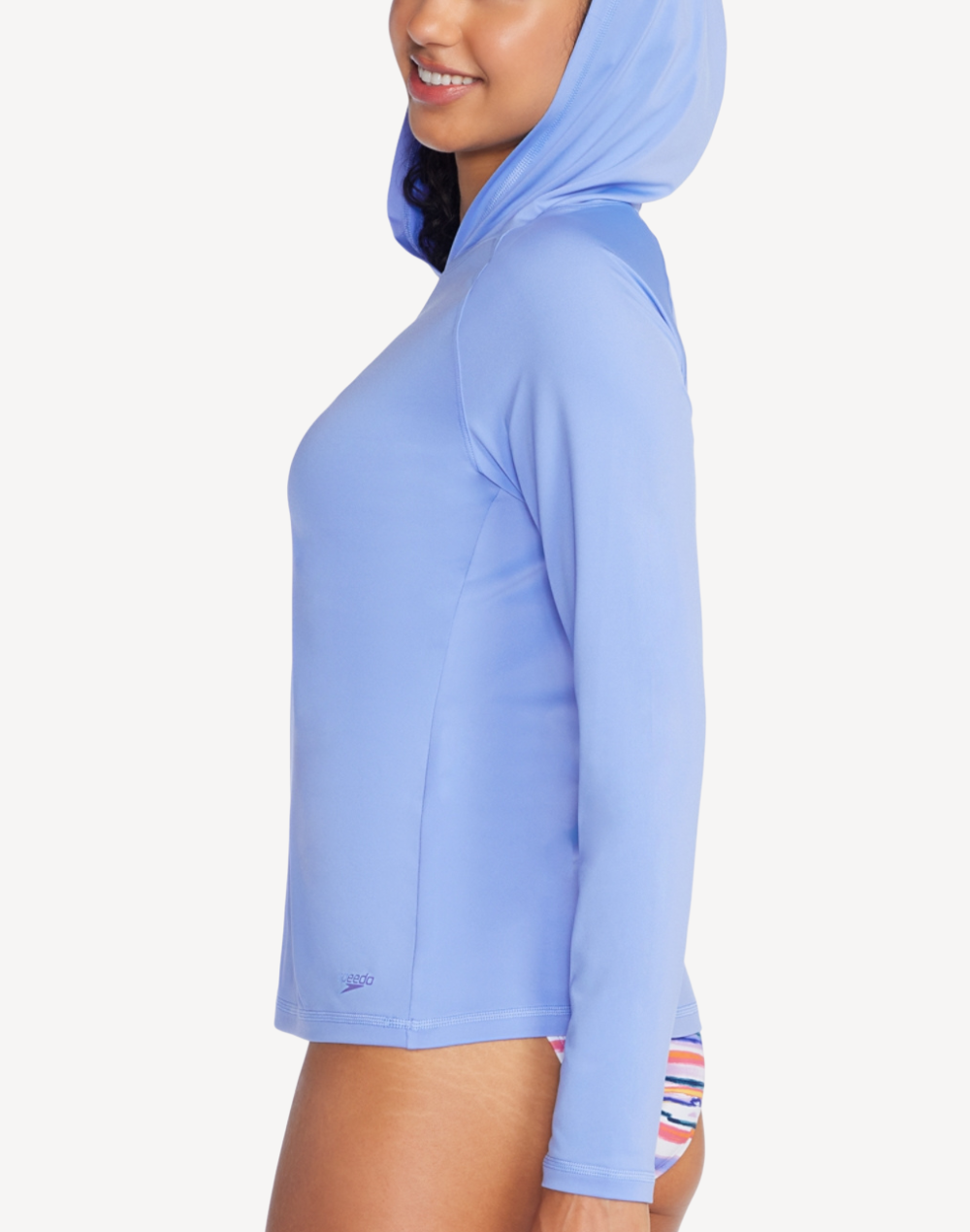 Women's Hooded Long Sleeve UPF Rashguard#color_active-curious-blue