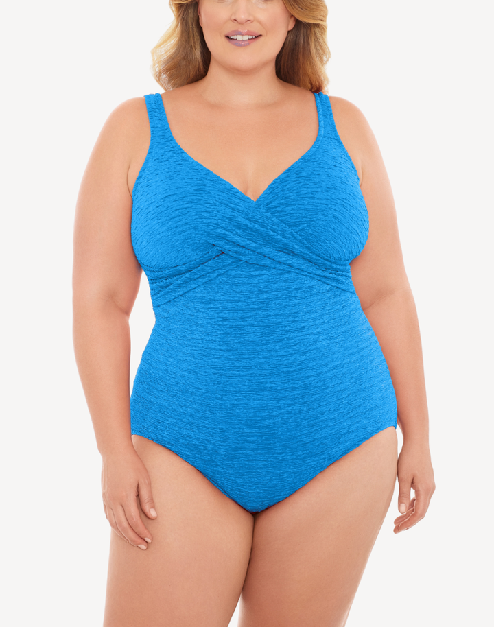 Krinkle Crossover Plus Size One Piece Swimsuit