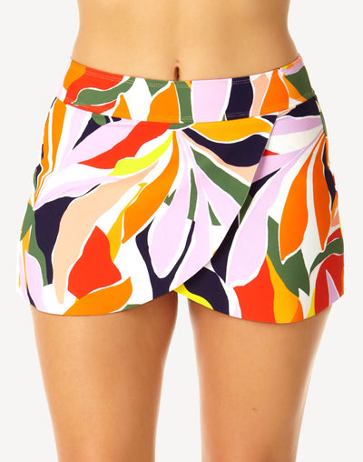Palm Party Tulip Drape Swim Skirt Bottom#color_palm-party-multi