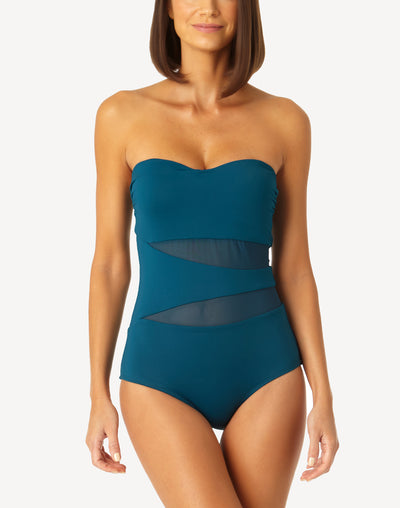Meshing Around Strapless Mesh Insert One Piece#color_mesh-teal