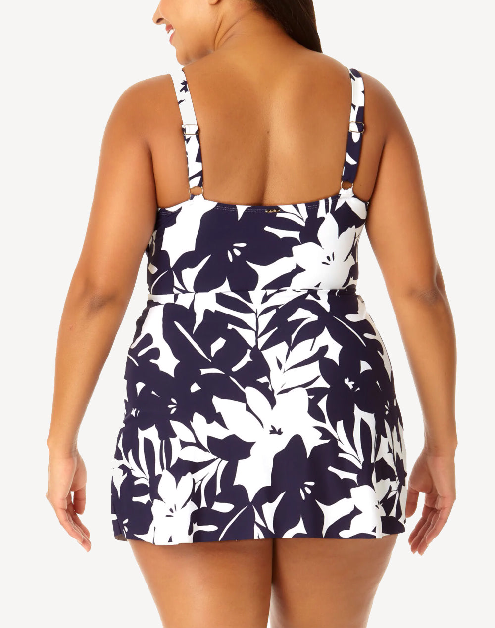 Coastal Palm Surplice Plus Size Swimdress#color_coastal-navy-white