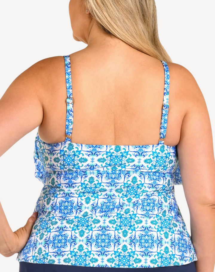 Beachside Plus Size Tiered Tankini Top