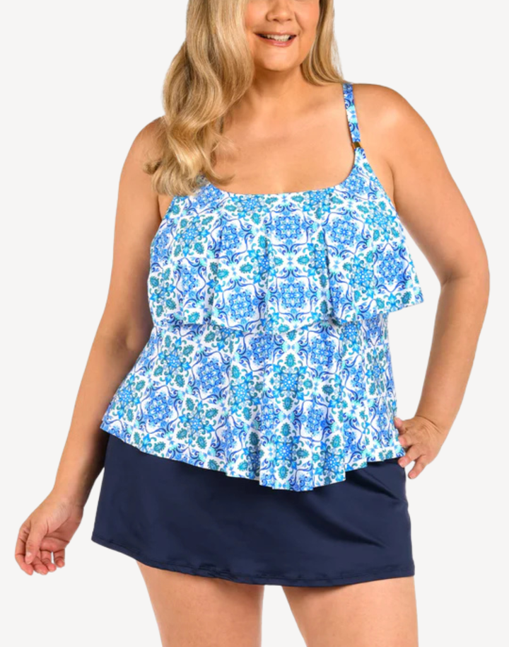 Beachside Plus Size Tiered Tankini Top