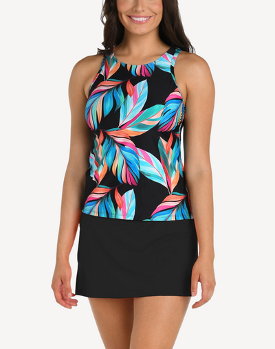 Moonlit Leaf High Neck Tankini Top#color_moonlit-multi