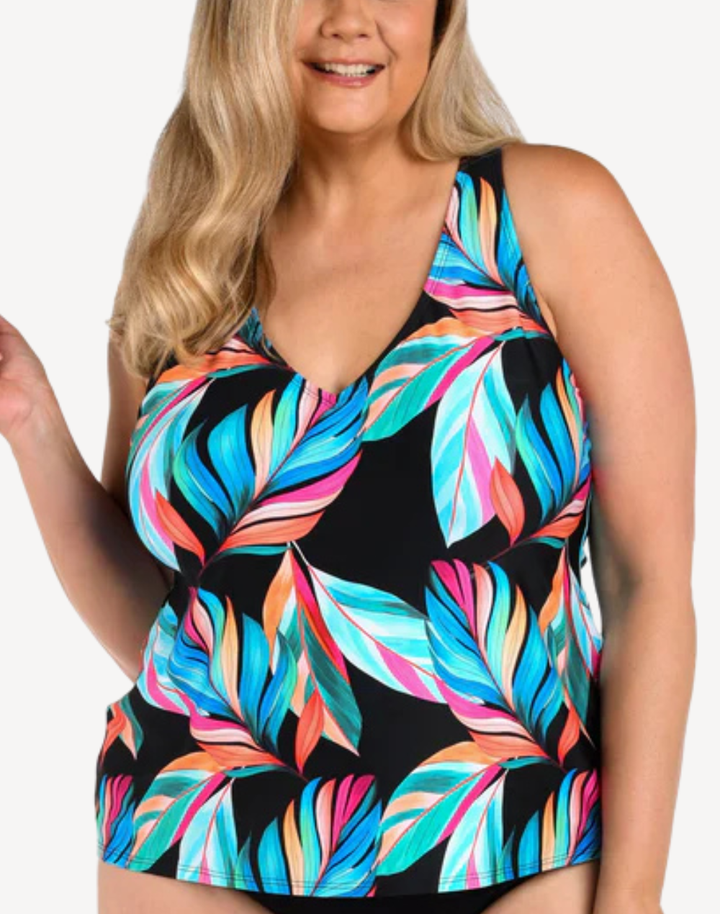 Moonlit Plus Size Crossback Tankini Top