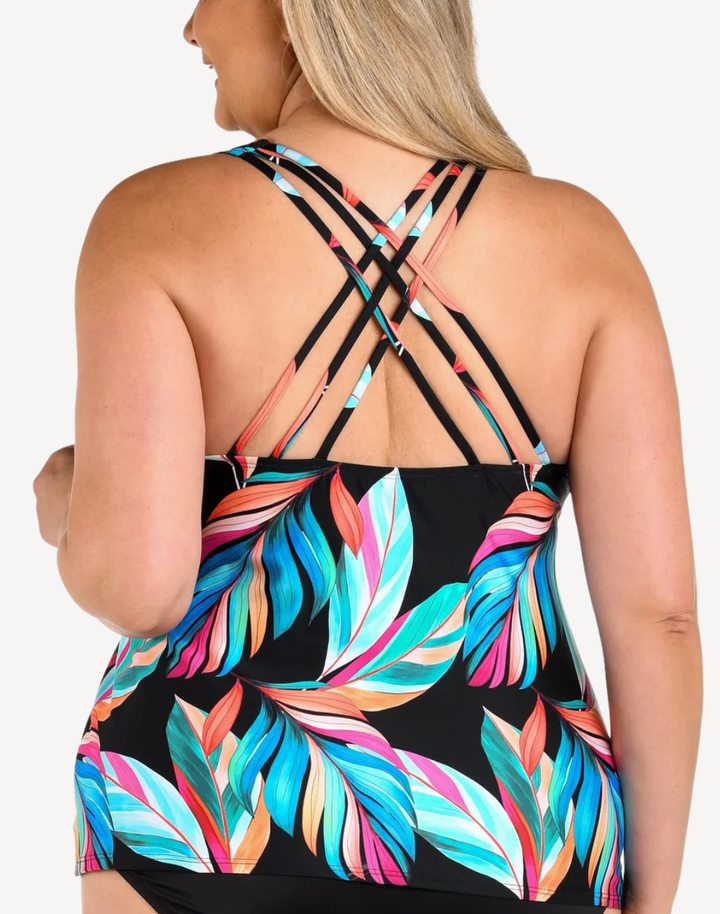 Moonlit Plus Size Crossback Tankini Top