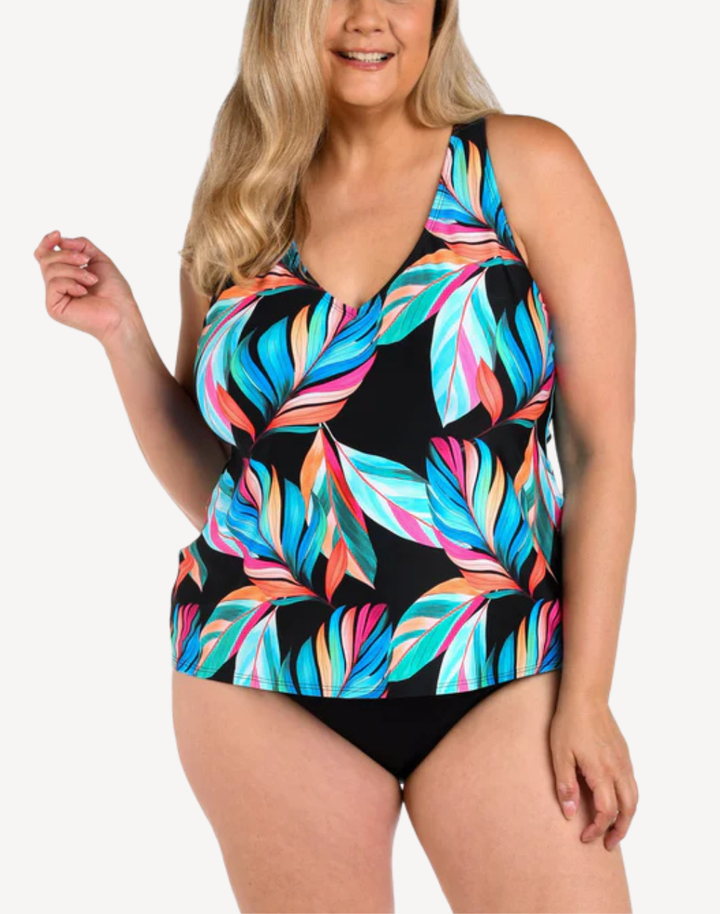 Moonlit Plus Size Crossback Tankini Top