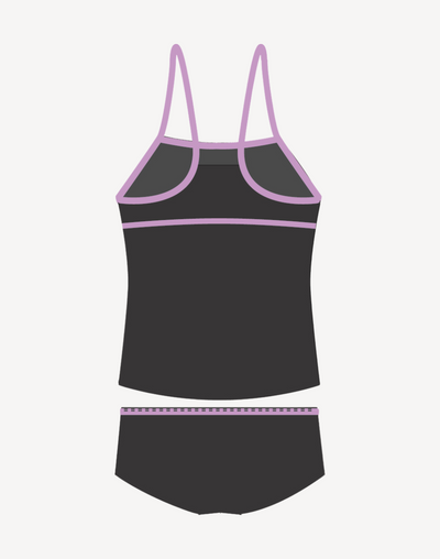 Girls Polyester Tankini Set#color_black-lavender