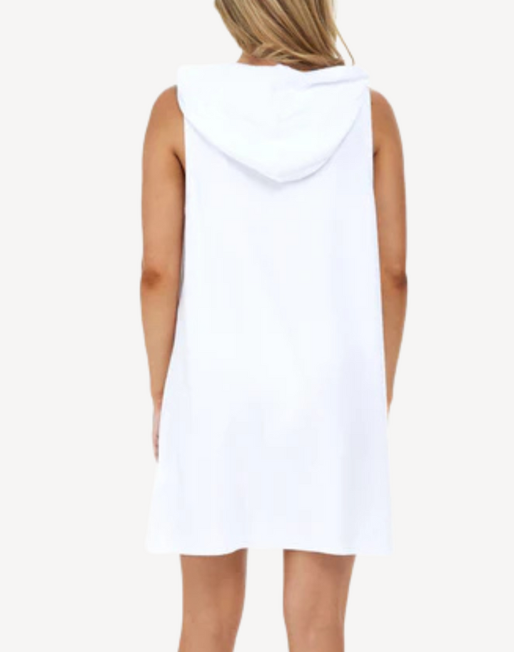 Terry Zip Front Sleeveless Hooded Cover Up