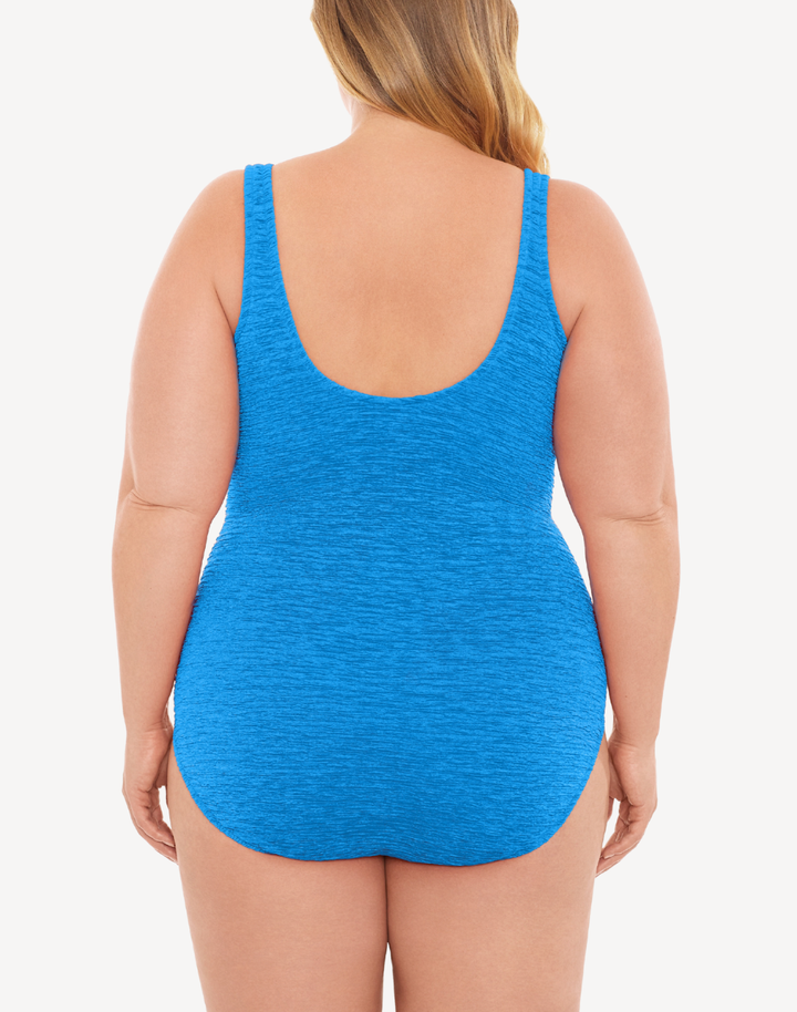 Krinkle Crossover Plus Size One Piece Swimsuit