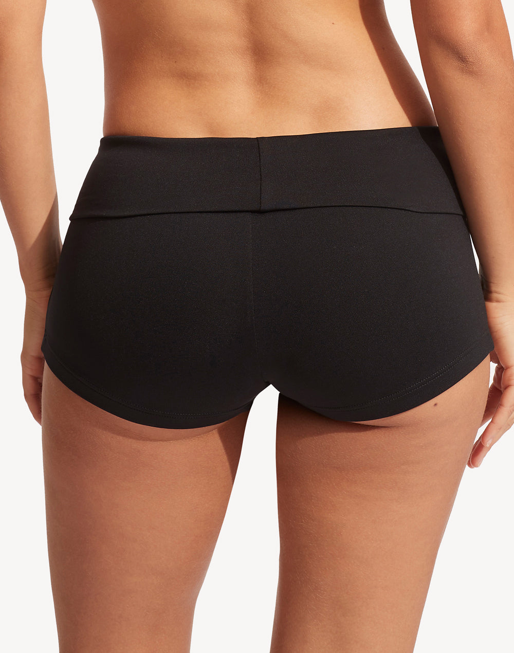 Solid Roll Top Boyshort Bottom#color_black