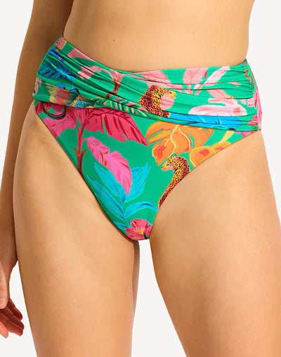 Tropica High Waist Wrap Front Bikini Bottom#color_tropica-jade