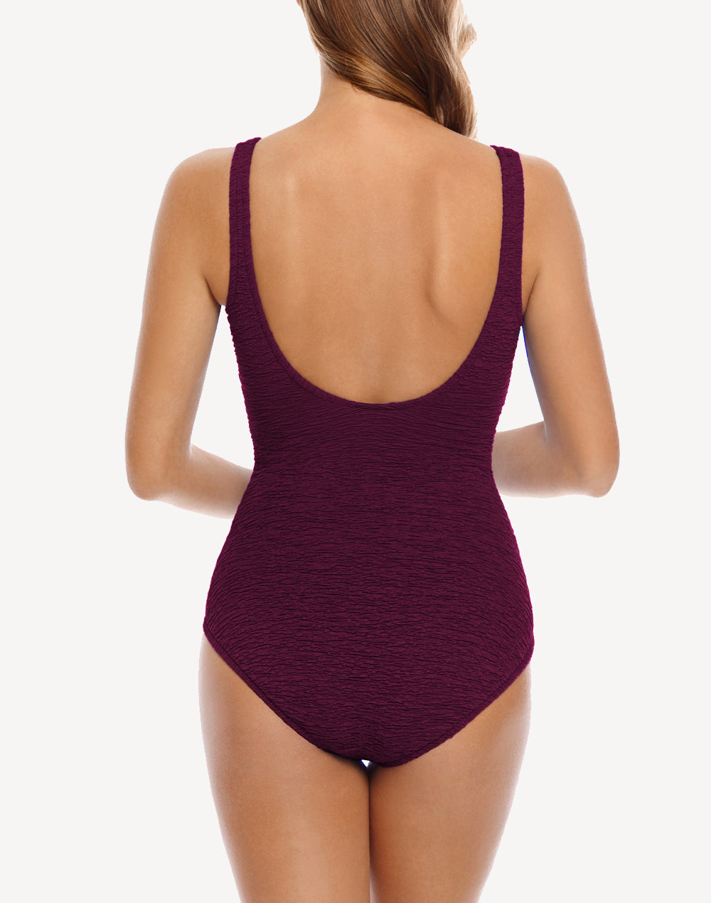 Krinkle Surplice One Piece#color_eggplant-purple