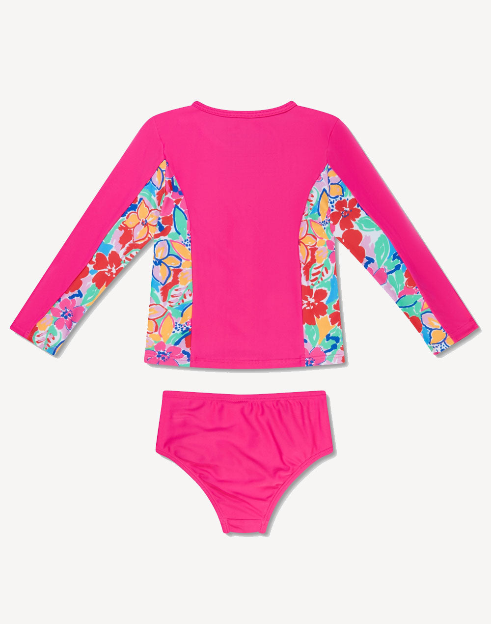 Toddler Girls Flower Long Sleeve Rashguard Set#color_flower-pink-multi