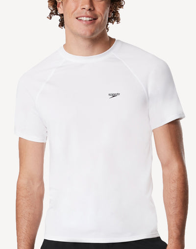 Men's Easy UPF 50 Short Sleeve Swim Shirt#color_white