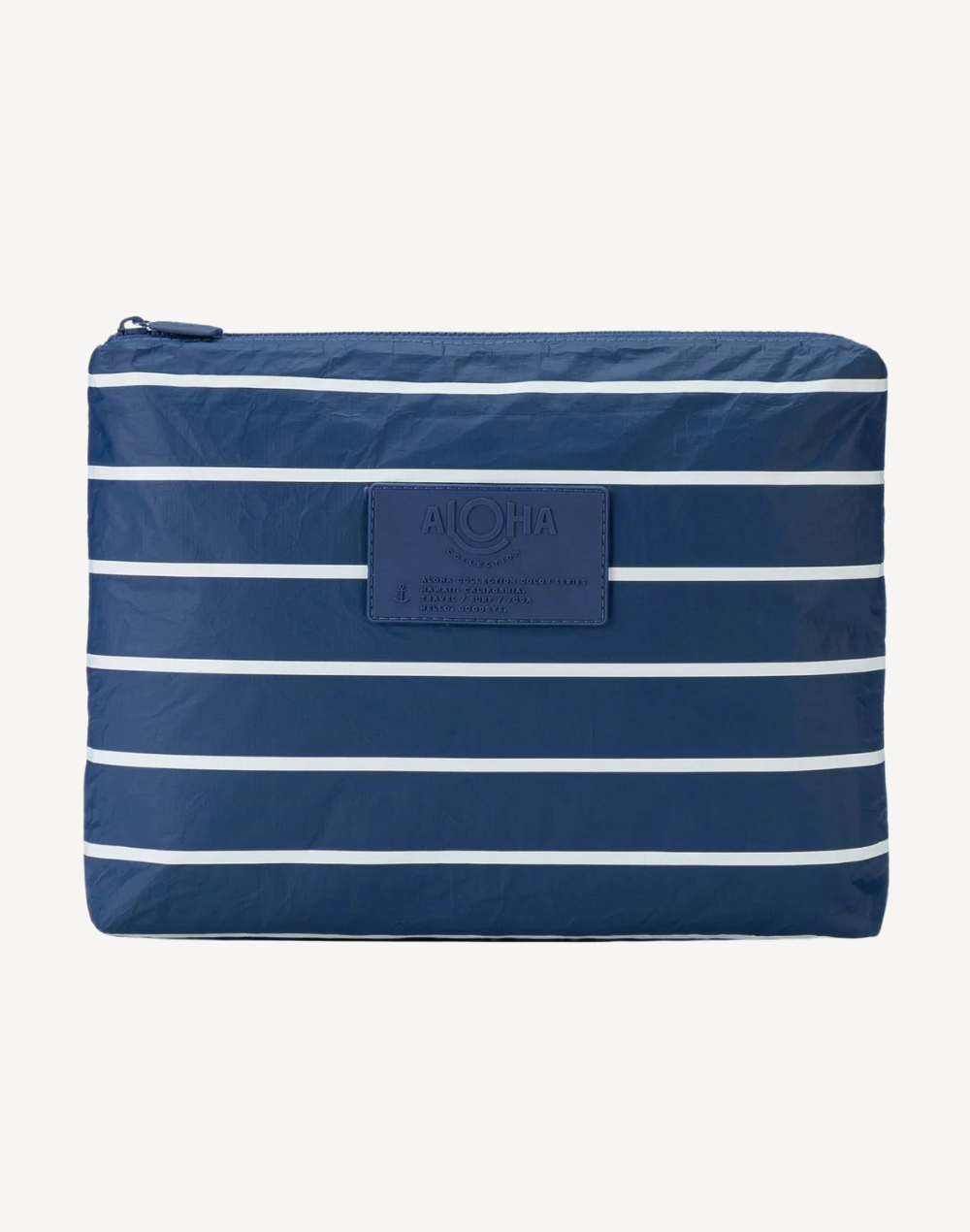 Pinstripe Mid Size Pouch#color_white-on-navy