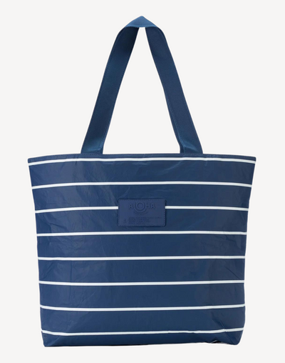 Pinstripe Day Tripper Beach Bag#color_white-on-navy