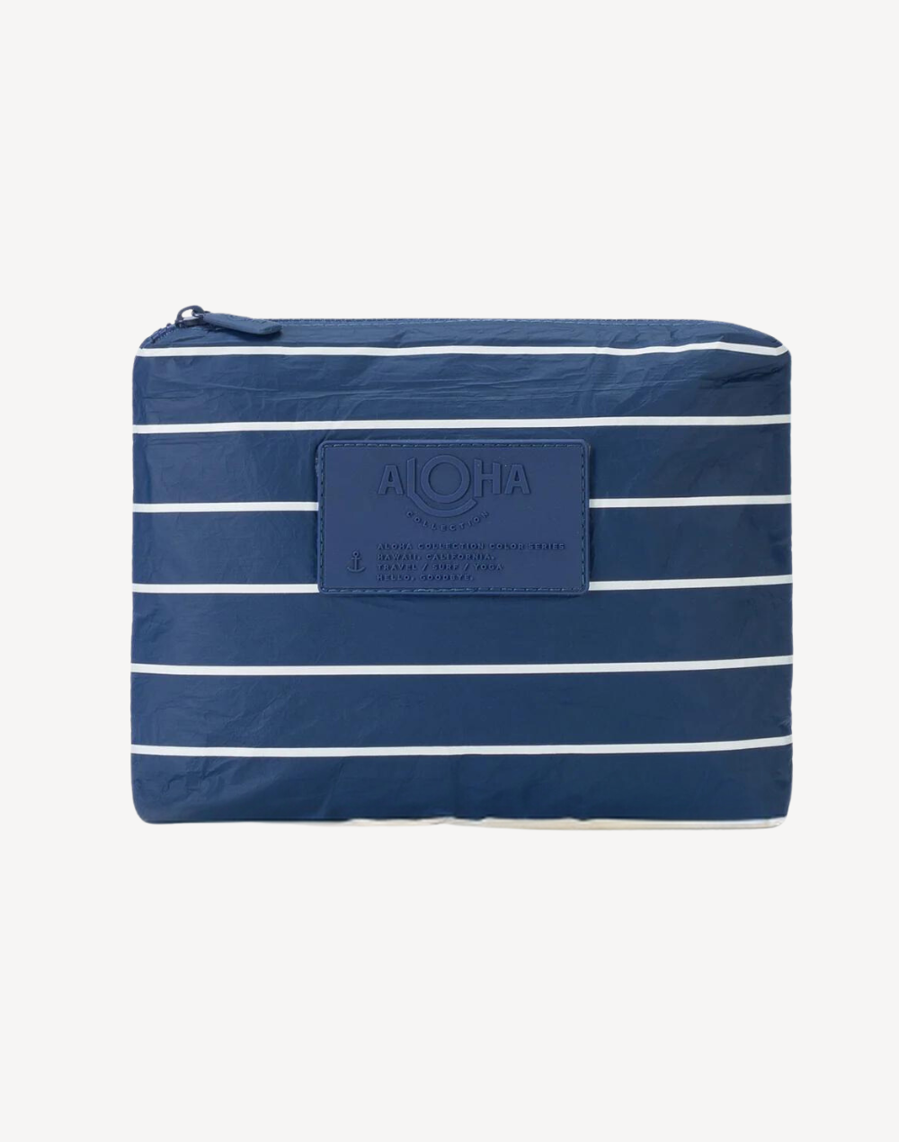 Pinstripe Small Size Pouch#color_white-on-navy