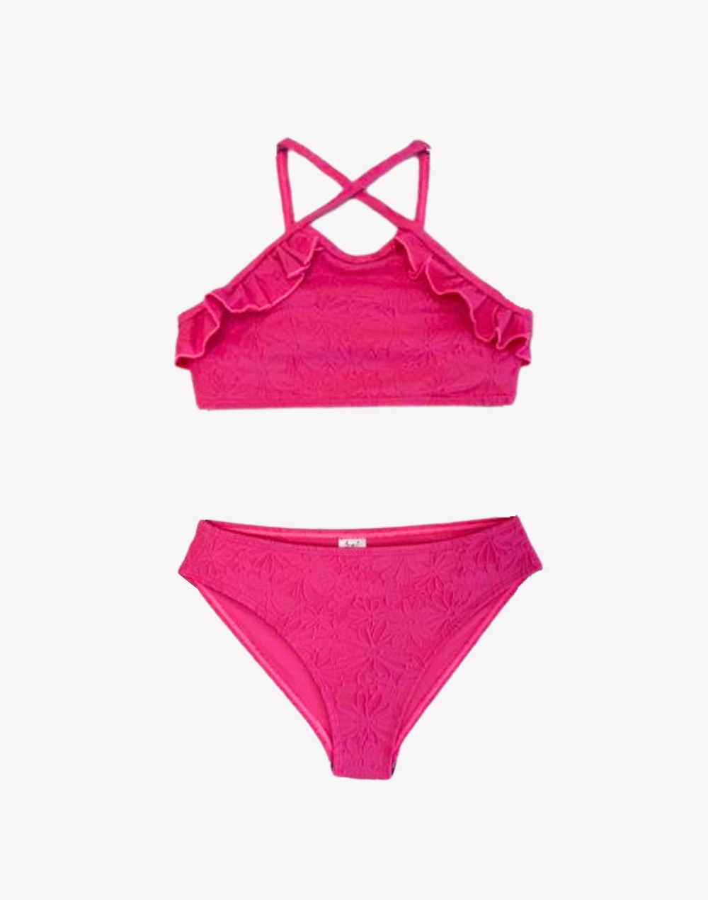 Girls Floral Frenzy High Neck Bikini Set#color_floral-frenzy-pink