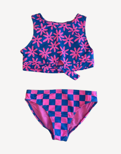 Girls Graphic Mix High Neck Bikini Set#color_graphic-mix-pink-blue