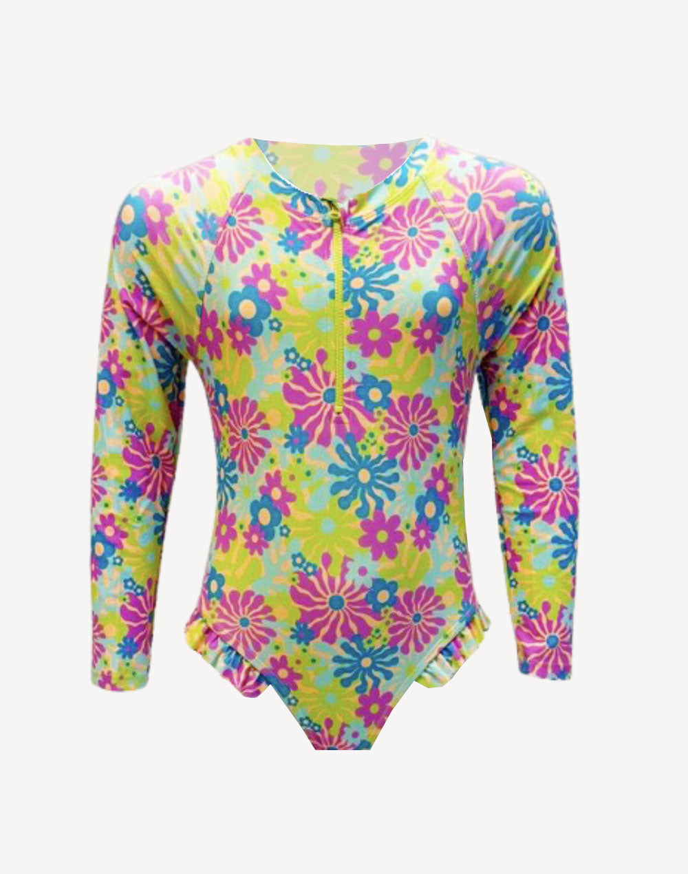 Toddler Girls Bikini Beach Long Sleeve Rashguard One Piece