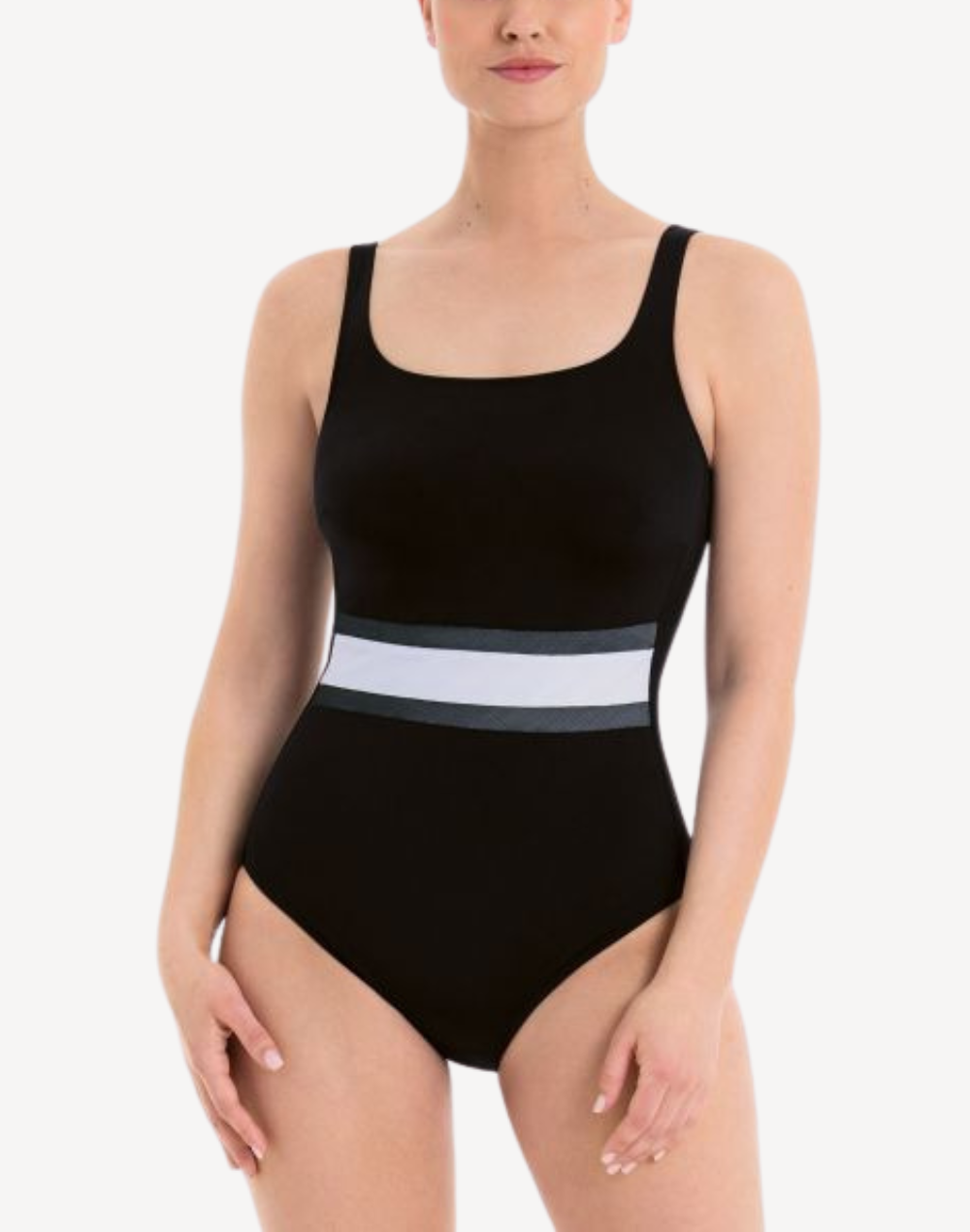 Geometric Tile Alva Mastectomy One Piece Swimsuit#color_geometric-black