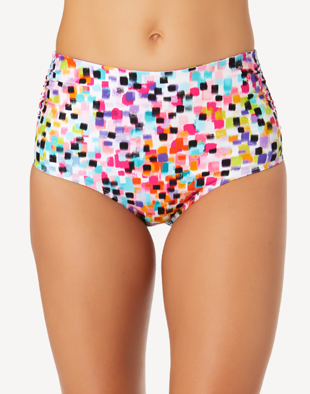 Abstract Dot Convertible Shirred Bikini Bottom#color_abstract-dot-multi