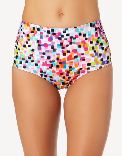 Abstract Dot Convertible Shirred Bikini Bottom#color_abstract-dot-multi