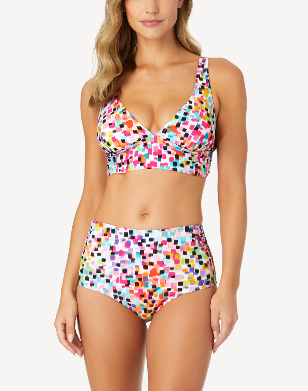 Abstract Dot Convertible Shirred Bikini Bottom#color_abstract-dot-multi