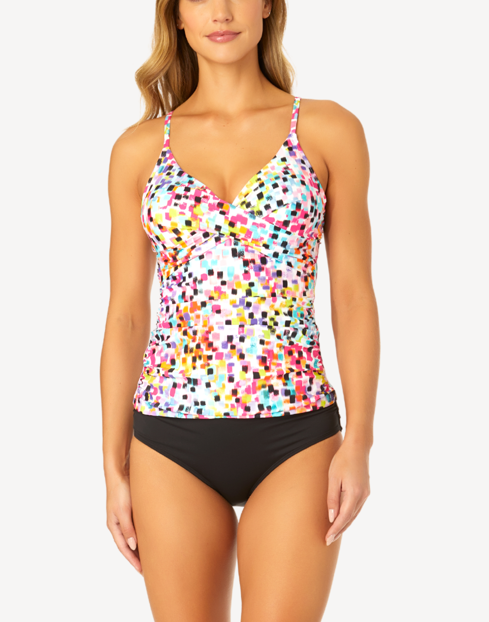 Abstract Dot Drape D/DD Tankini Top#color_abstract-dot-multi