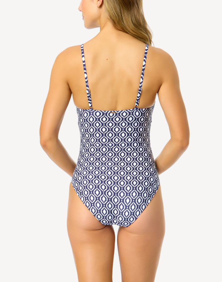 Azzura Geo Shirred Lingerie One Piece Swimsuit