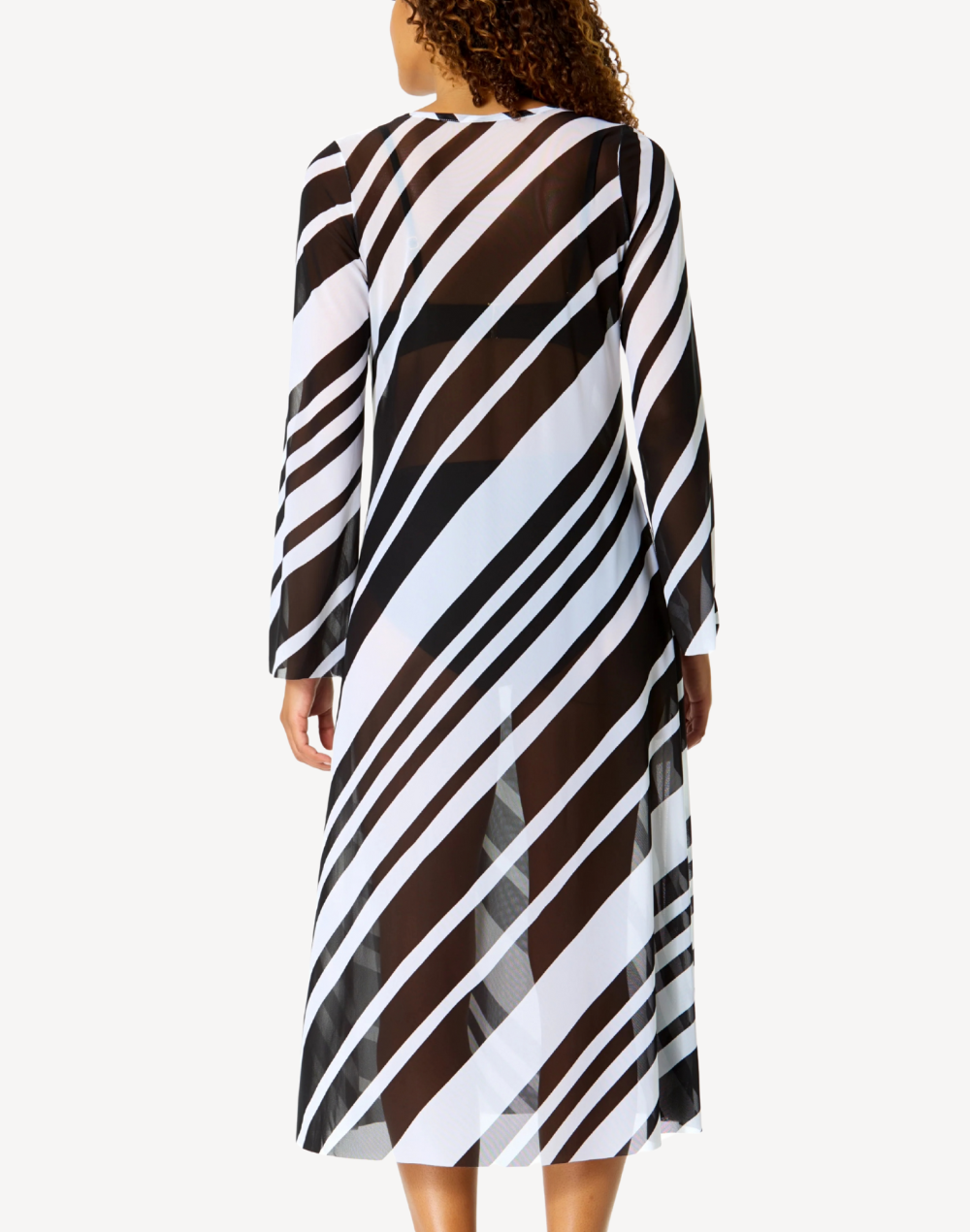 Bardot Stripe Keyhole Mesh Maxi Cover Up