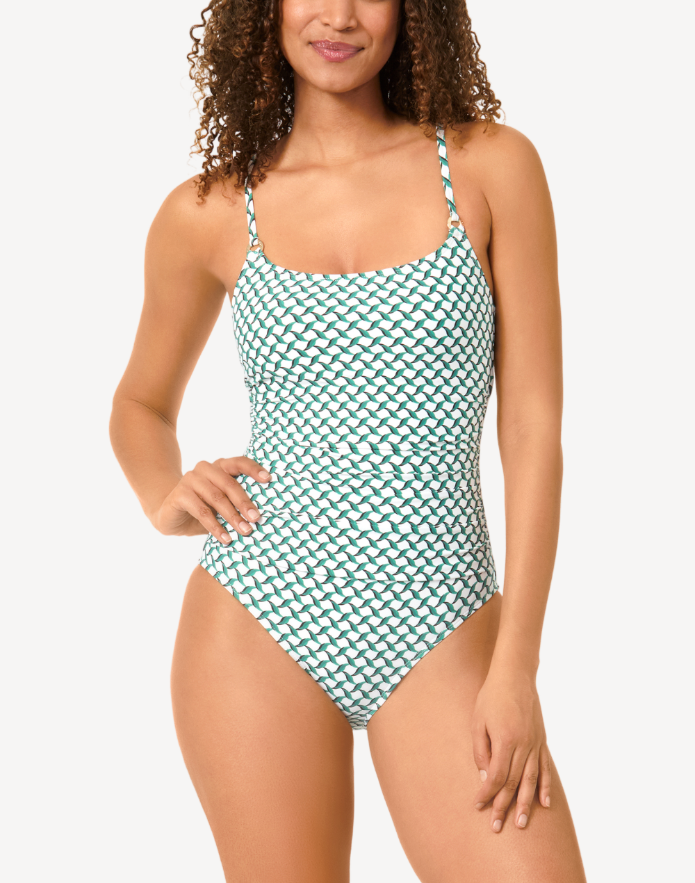 Neo Geo Ring Lingerie One Piece Swimsuit#color_geo-green
