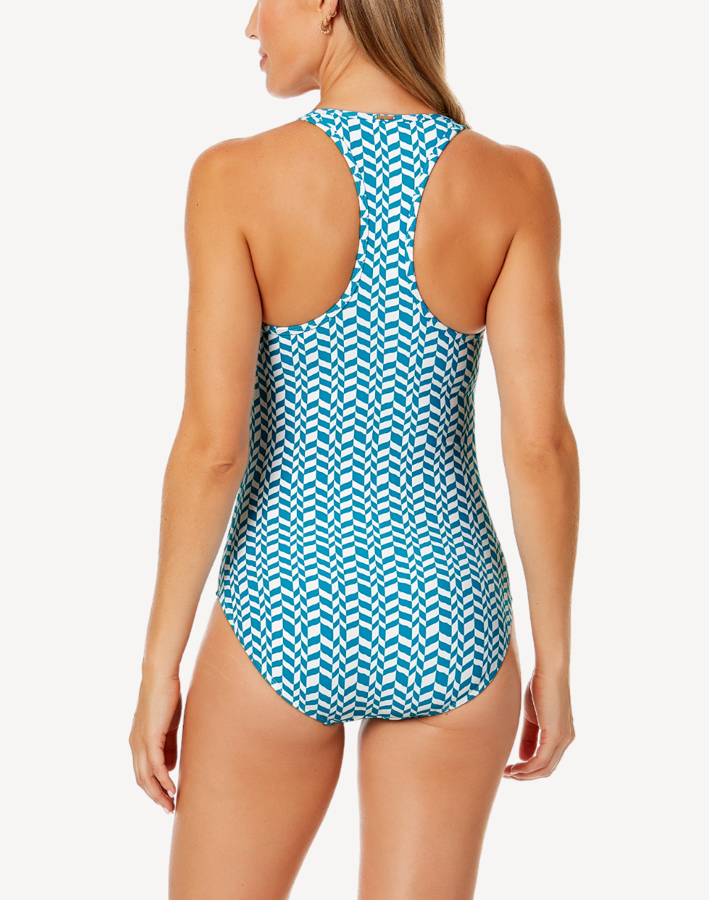 Ripple Geo Scoop Neck Zip Front One Piece