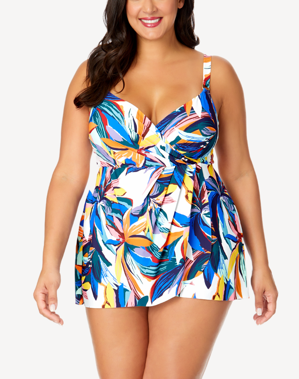 Riviera Floral Plus Size Surplice Swimdress#color_riviera-floral-multi