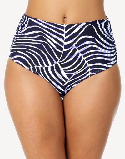 Shadow Palm Convertible High Waist Bikini Bottom#color_shadow-palm-navy