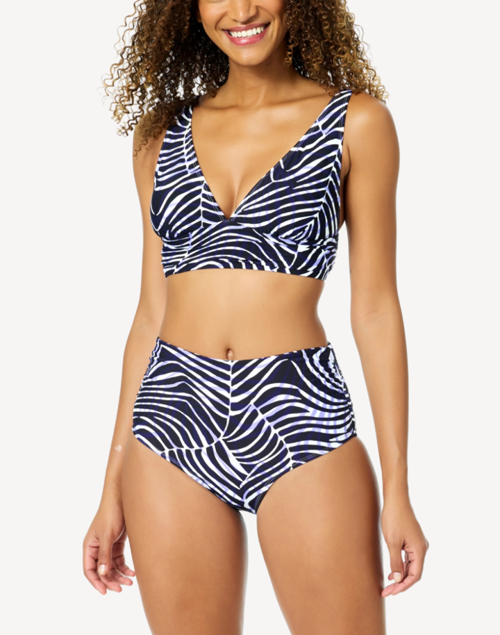 Shadow Palm Soft Shirred Band Bralette Bikini Top