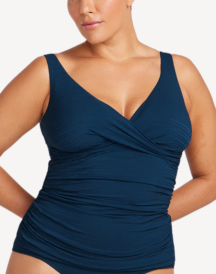 Aria Navy Delacroix Plus Size Tankini Top
