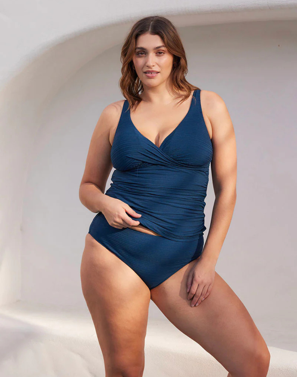 Aria Navy Delacroix Plus Size Tankini Top