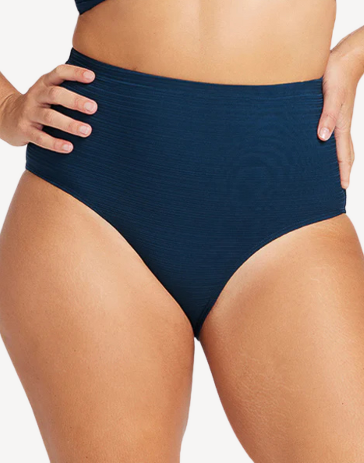 Aria Navy Renoir High Waist Plus Size Bikini Bottom