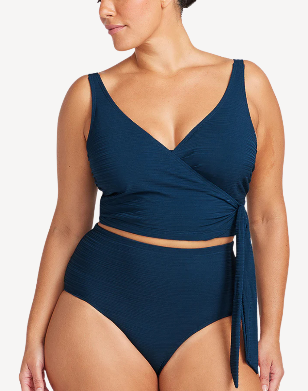 Aria Navy Renoir High Waist Plus Size Bikini Bottom#color_aria-navy