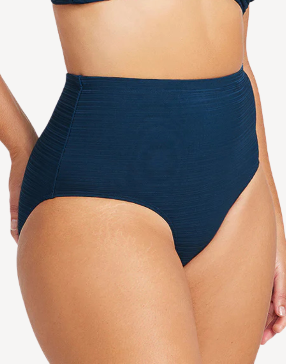 Aria Navy Renoir High Waist Plus Size Bikini Bottom