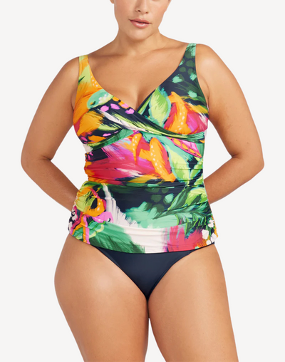 Chelona Delacroix Plus Size Tankini Top#color_chelona-navy