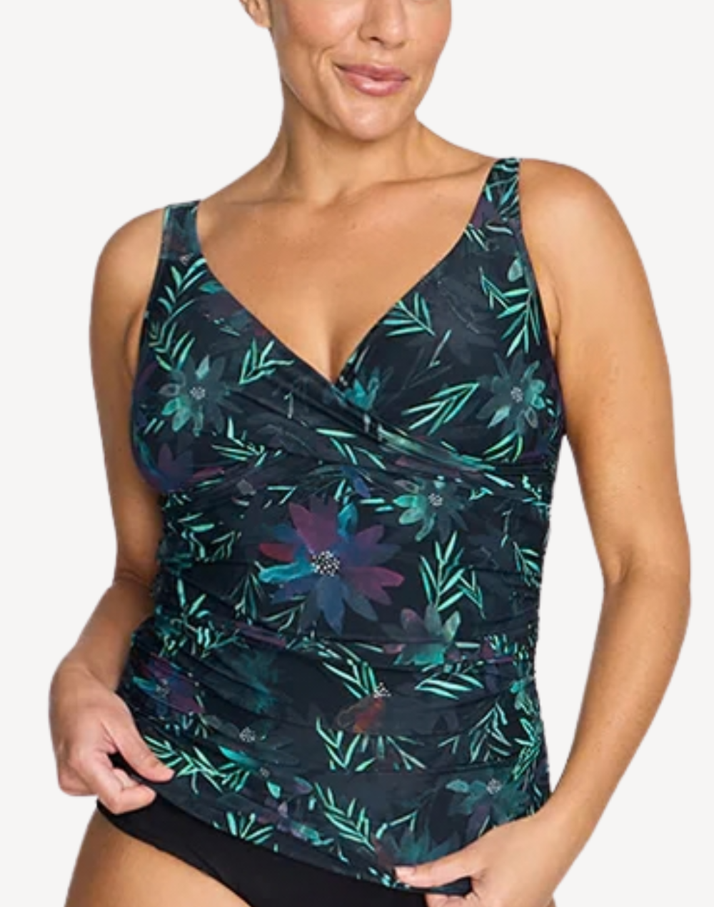 Lunafleur Delacroix Cross Over Plus Size Tankini Top#color_lunafleur-black